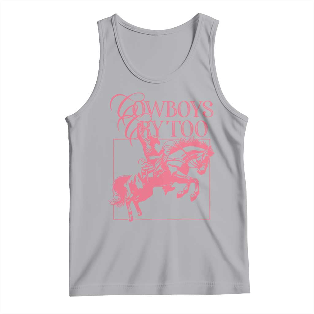 Cowboys Cry Too Tank Top Western Rodeo Cowgirl Cowboy Aesthetic Pink TS02 Athletic Heather Print Your Wear