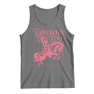 Cowboys Cry Too Tank Top Western Rodeo Cowgirl Cowboy Aesthetic Pink TS02 Black Heather Print Your Wear