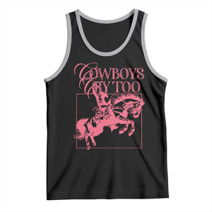 Cowboys Cry Too Tank Top Western Rodeo Cowgirl Cowboy Aesthetic Pink TS02 Black Athletic Heather Print Your Wear
