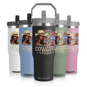 Cowgirl Flip Straw Tumbler Boots & Bling Its A Cowgirl Thing Melanin Rodeo TS10 Print Your Wear
