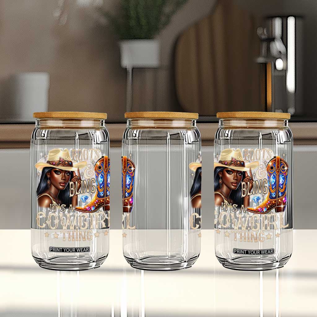 Cowgirl Glass Can Boots & Bling Its A Cowgirl Thing Melanin Rodeo TS10 Print Your Wear