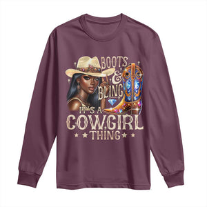 Cowgirl Long Sleeve Shirt Boots & Bling Its A Cowgirl Thing Melanin Rodeo TS10 Maroon Print Your Wear