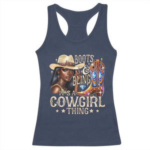 Cowgirl Racerback Tank Top Boots & Bling Its A Cowgirl Thing Melanin Rodeo TS10 Navy Print Your Wear