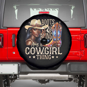 Cowgirl Spare Tire Cover Boots & Bling Its A Cowgirl Thing Melanin Rodeo TS10 Black Print Your Wear