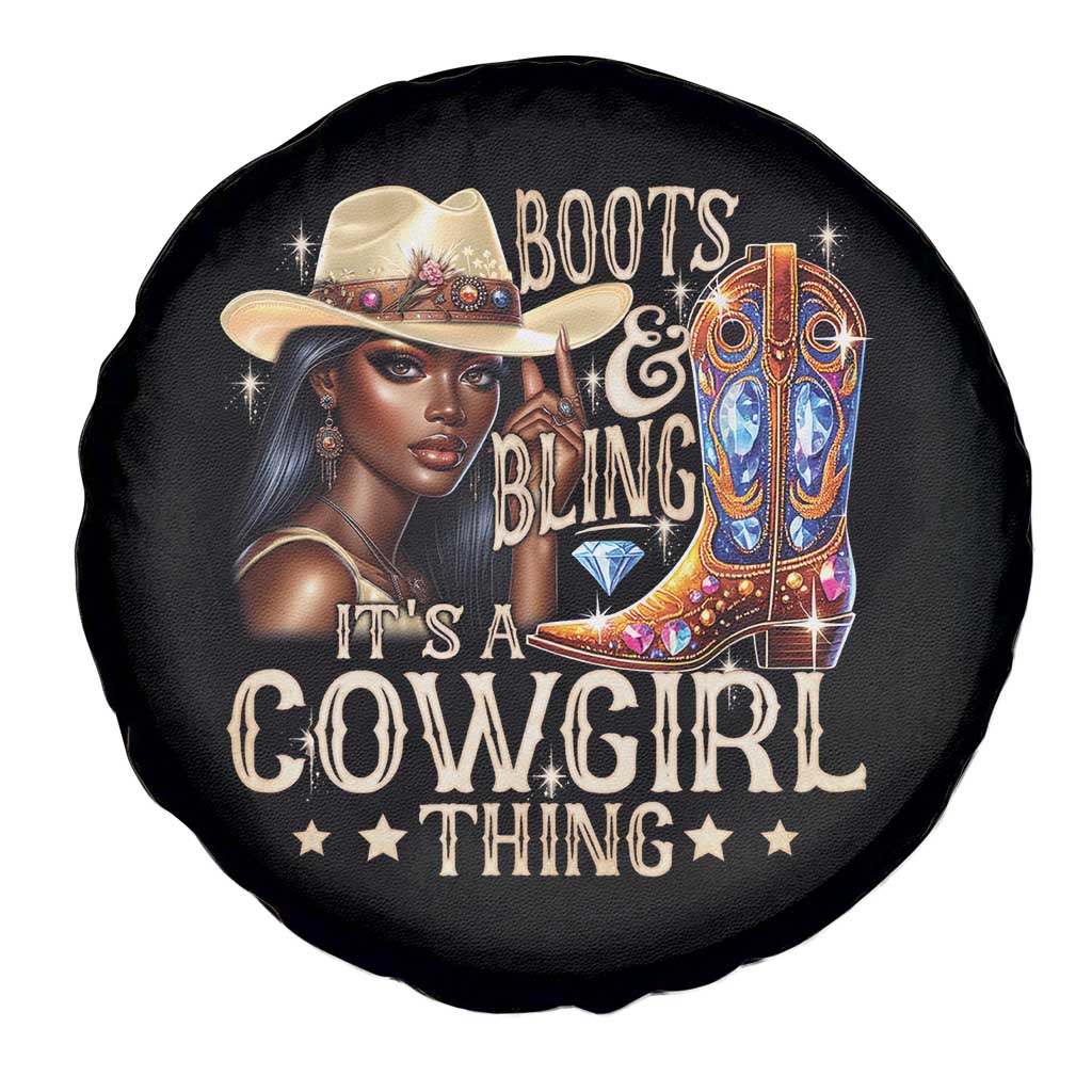 Cowgirl Spare Tire Cover Boots & Bling Its A Cowgirl Thing Melanin Rodeo TS10 Print Your Wear