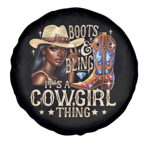 Cowgirl Spare Tire Cover Boots & Bling Its A Cowgirl Thing Melanin Rodeo TS10 Print Your Wear
