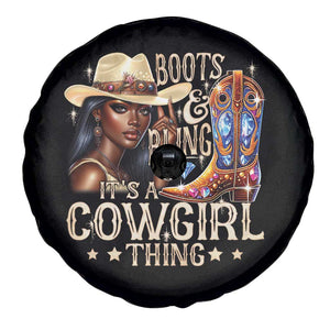 Cowgirl Spare Tire Cover Boots & Bling Its A Cowgirl Thing Melanin Rodeo TS10 Print Your Wear