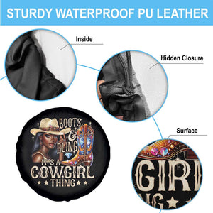 Cowgirl Spare Tire Cover Boots & Bling Its A Cowgirl Thing Melanin Rodeo TS10 Print Your Wear