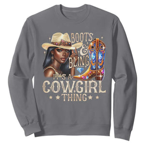 Cowgirl Sweatshirt Boots & Bling Its A Cowgirl Thing Melanin Rodeo TS10 Charcoal Print Your Wear