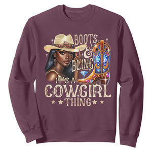 Cowgirl Sweatshirt Boots & Bling Its A Cowgirl Thing Melanin Rodeo TS10 Maroon Print Your Wear