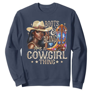 Cowgirl Sweatshirt Boots & Bling Its A Cowgirl Thing Melanin Rodeo TS10 Navy Print Your Wear