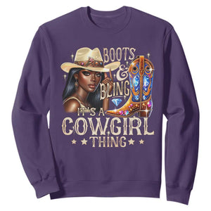 Cowgirl Sweatshirt Boots & Bling Its A Cowgirl Thing Melanin Rodeo TS10 Purple Print Your Wear