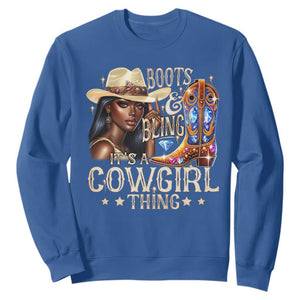 Cowgirl Sweatshirt Boots & Bling Its A Cowgirl Thing Melanin Rodeo TS10 Royal Blue Print Your Wear