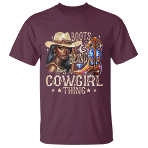 Cowgirl T Shirt Boots & Bling Its A Cowgirl Thing Melanin Rodeo TS10 Maroon Print Your Wear