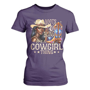 Cowgirl T Shirt For Women Boots & Bling Its A Cowgirl Thing Melanin Rodeo TS10 Purple Print Your Wear