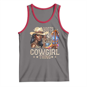 Cowgirl Tank Top Boots & Bling Its A Cowgirl Thing Melanin Rodeo TS10 Deep Heather Red Print Your Wear