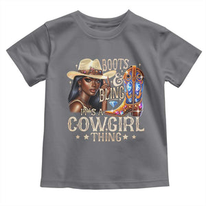 Cowgirl Toddler T Shirt Boots & Bling Its A Cowgirl Thing Melanin Rodeo TS10 Charcoal Print Your Wear