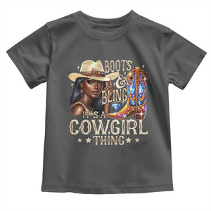 Cowgirl Toddler T Shirt Boots & Bling Its A Cowgirl Thing Melanin Rodeo TS10 Dark Heather Print Your Wear