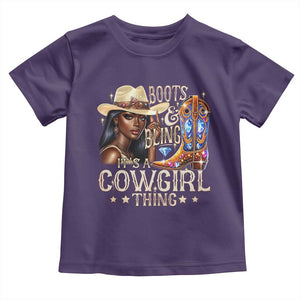Cowgirl Toddler T Shirt Boots & Bling Its A Cowgirl Thing Melanin Rodeo TS10 Purple Print Your Wear