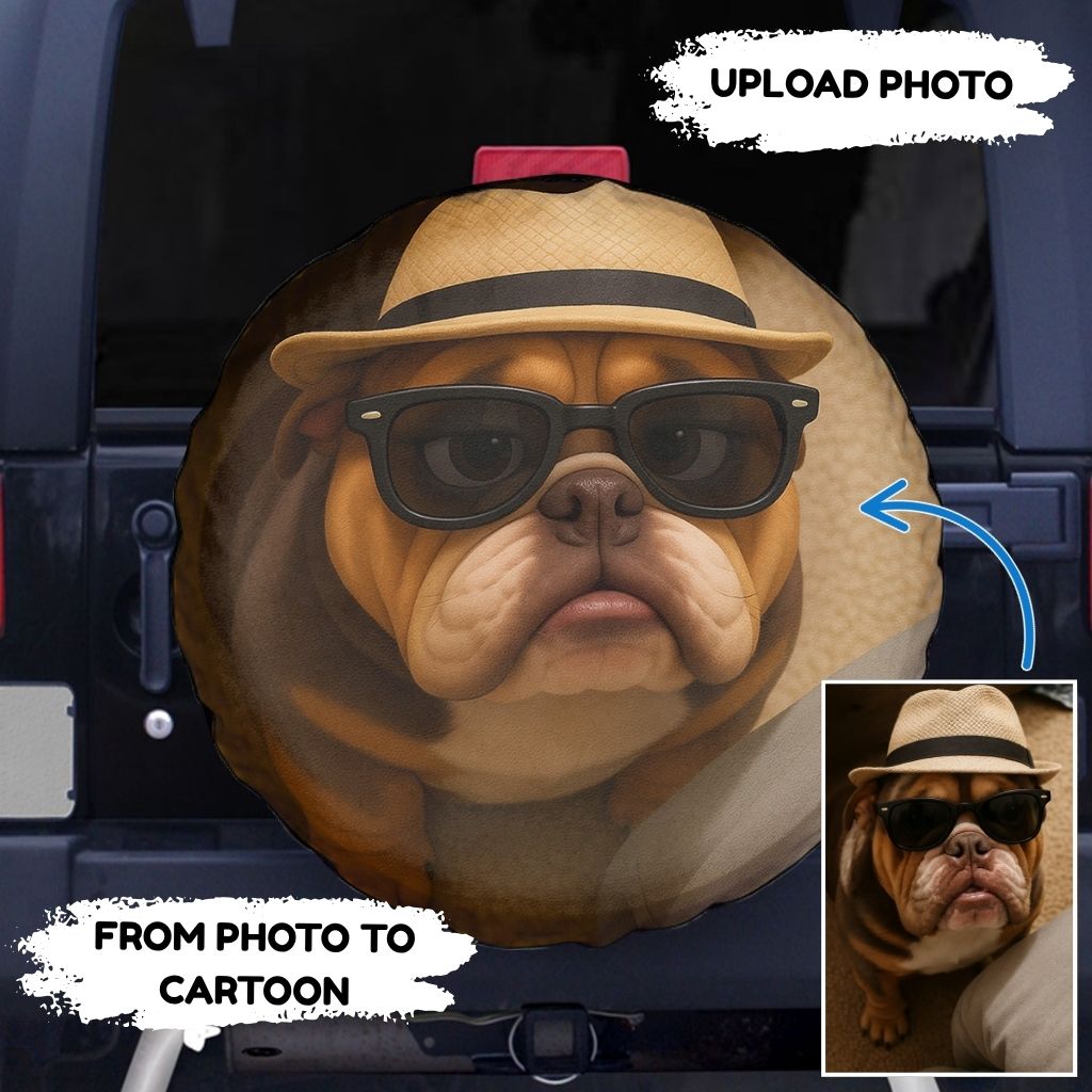 Custom JP Tire Cover – Upload Photo On Spare Tire Cover – Personalized Cartoon Art Style CTM02 Custom - Printyourwear