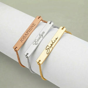 Personalized Engraved Stainless Steel Bracelet - Custom Name or Date Engraving Jewelry Gift for Her CTM02 Print Your Wear