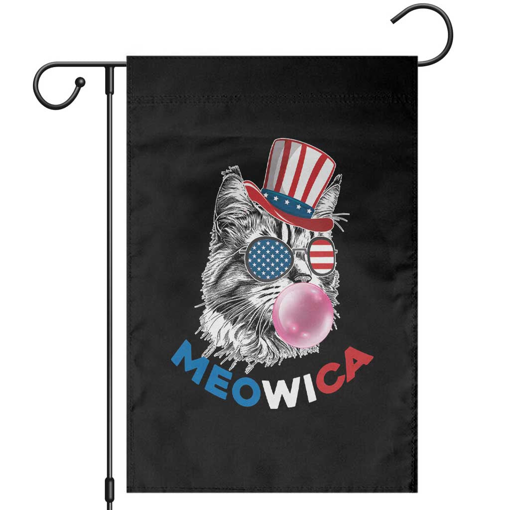 Cute American Patriotic Cat Garden Flag Meowica Bubblegum 4th of July For Pet Lover TS02 Black Print Your Wear