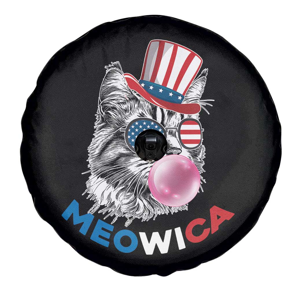Cute American Patriotic Cat Spare Tire Cover Meowica Bubblegum 4th of July For Pet Lover TS02 Print Your Wear