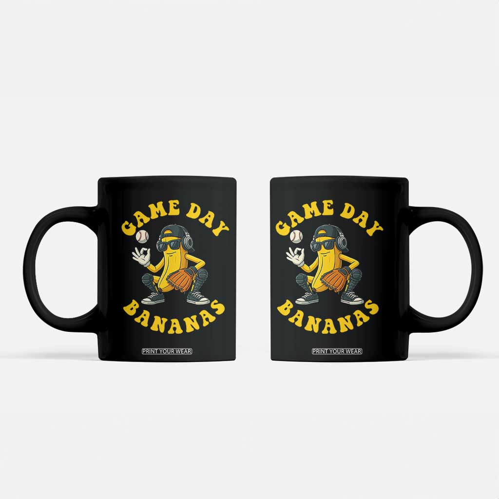 Cute Bananas Graphic Coffee Mug Game Day Cool Catcher Baseball Lover TS02 Black Print Your Wear