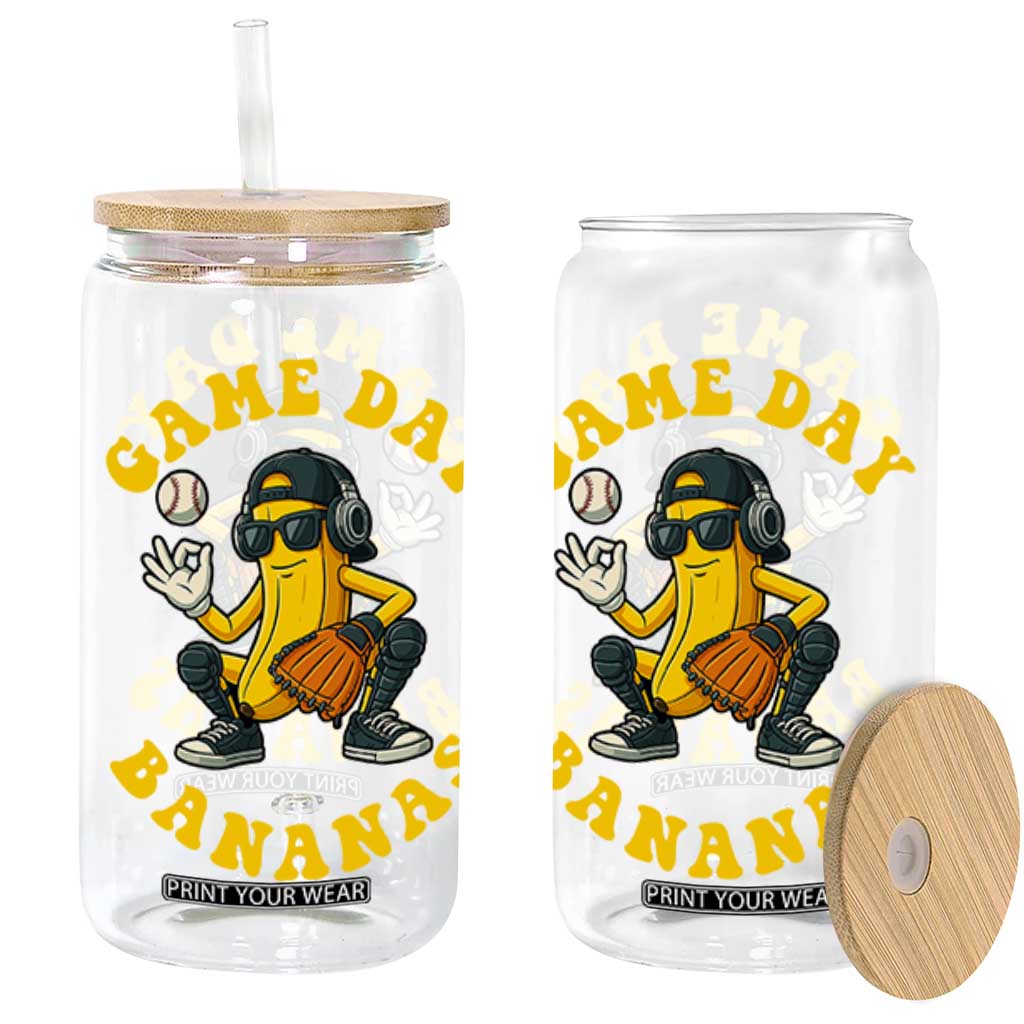 Cute Bananas Graphic Glass Can Game Day Cool Catcher Baseball Lover TS02 Black Print Your Wear