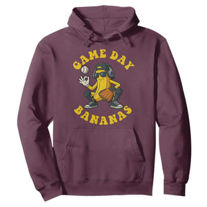 Cute Bananas Graphic Hoodie Game Day Cool Catcher Baseball Lover TS02 Maroon Print Your Wear