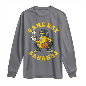 Cute Bananas Graphic Long Sleeve Shirt Game Day Cool Catcher Baseball Lover TS02 Charcoal Print Your Wear