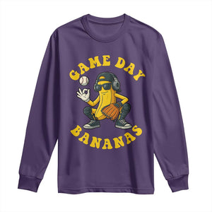 Cute Bananas Graphic Long Sleeve Shirt Game Day Cool Catcher Baseball Lover TS02 Purple Print Your Wear