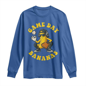 Cute Bananas Graphic Long Sleeve Shirt Game Day Cool Catcher Baseball Lover TS02 Royal Blue Print Your Wear