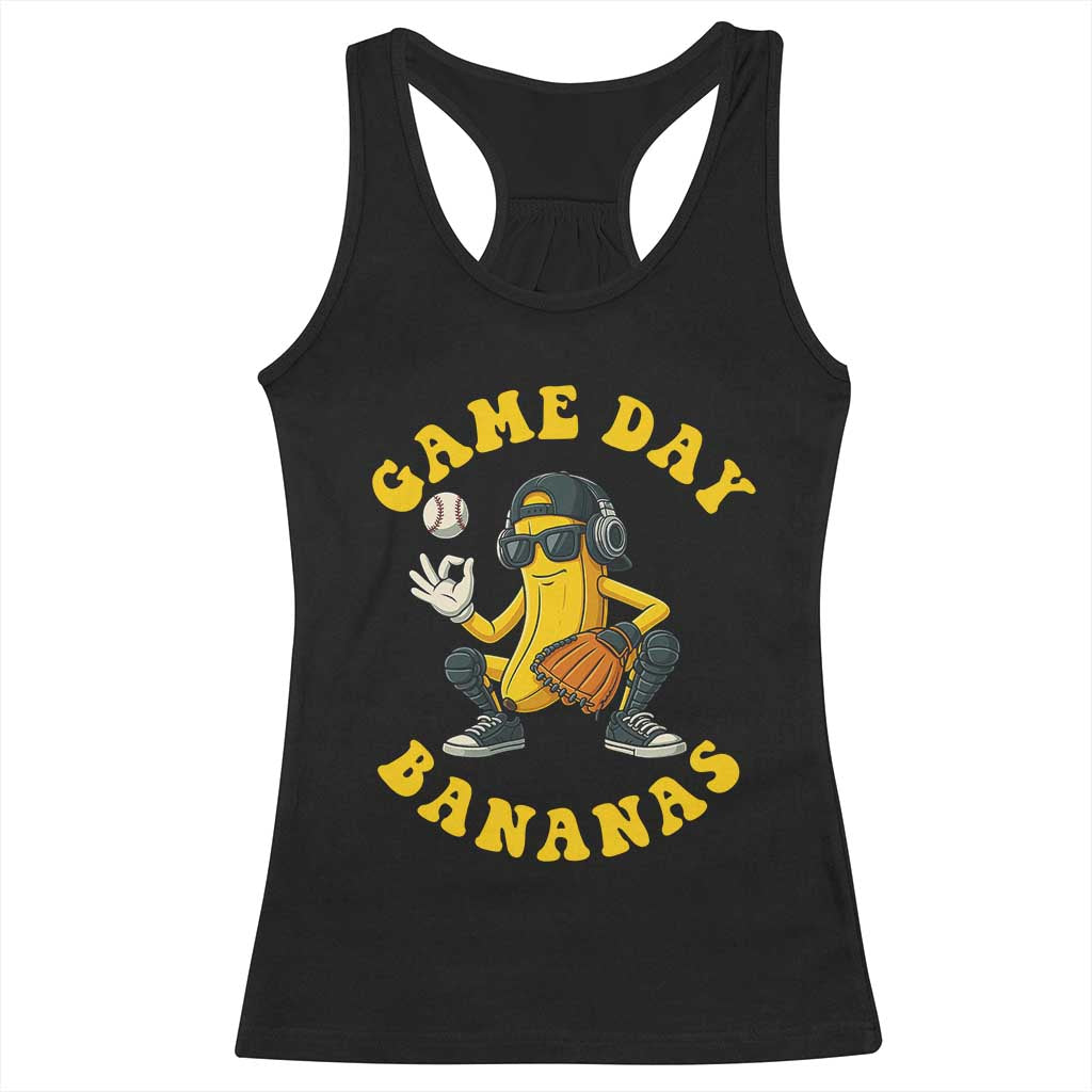 Cute Bananas Graphic Racerback Tank Top Game Day Cool Catcher Baseball Lover TS02 Black Print Your Wear