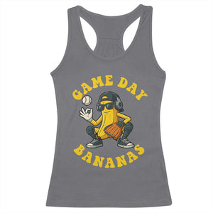 Cute Bananas Graphic Racerback Tank Top Game Day Cool Catcher Baseball Lover TS02 Charcoal Print Your Wear