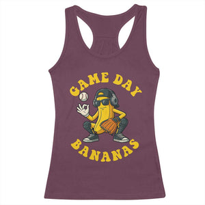 Cute Bananas Graphic Racerback Tank Top Game Day Cool Catcher Baseball Lover TS02 Maroon Print Your Wear
