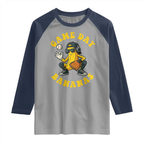 Cute Bananas Graphic Raglan Shirt Game Day Cool Catcher Baseball Lover TS02 Sport Gray Navy Print Your Wear