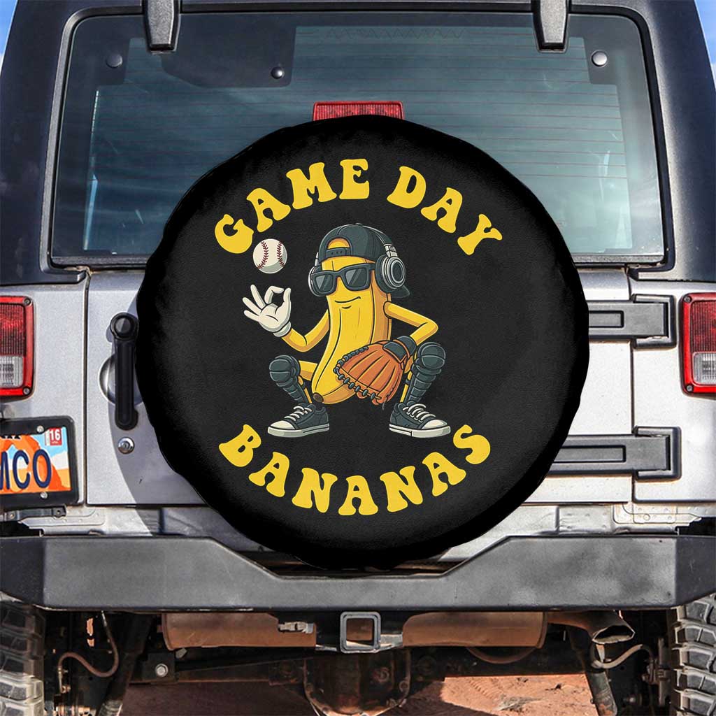 Cute Bananas Graphic Spare Tire Cover Game Day Cool Catcher Baseball Lover TS02 No hole Black Print Your Wear