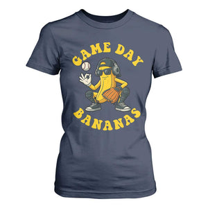 Cute Bananas Graphic T Shirt For Women Game Day Cool Catcher Baseball Lover TS02 Navy Print Your Wear