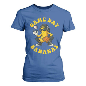 Cute Bananas Graphic T Shirt For Women Game Day Cool Catcher Baseball Lover TS02 Royal Blue Print Your Wear