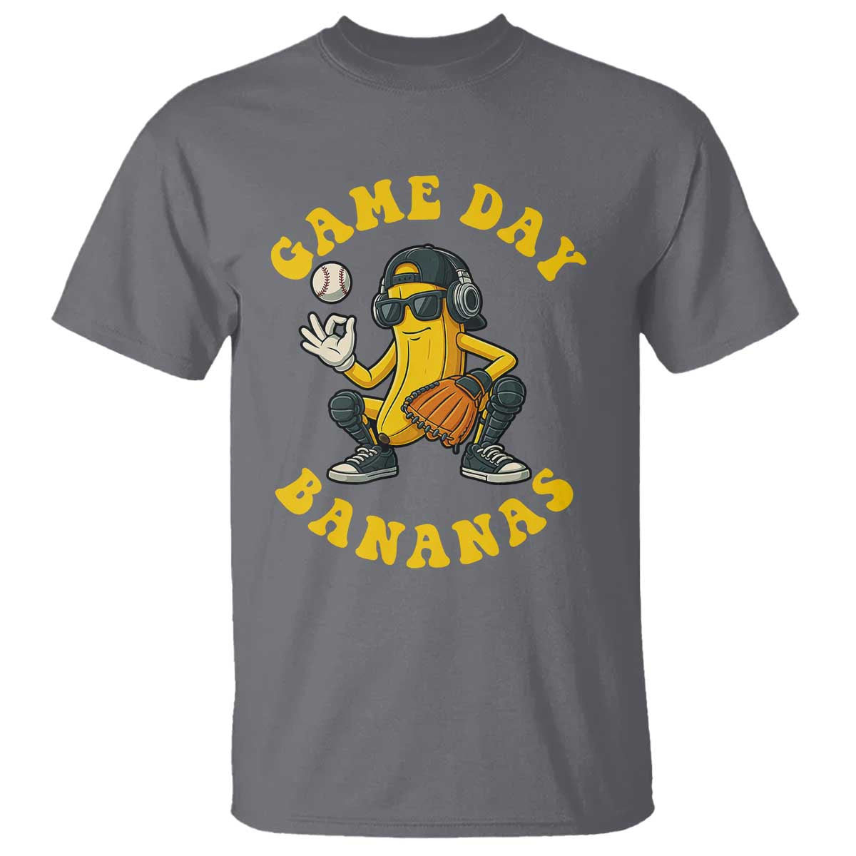 Cute Bananas Graphic T Shirt Game Day Cool Catcher Baseball Lover TS02 Charcoal Print Your Wear