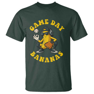 Cute Bananas Graphic T Shirt Game Day Cool Catcher Baseball Lover TS02 Dark Forest Green Print Your Wear