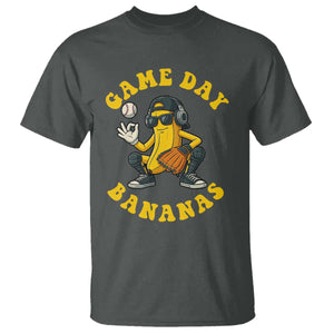 Cute Bananas Graphic T Shirt Game Day Cool Catcher Baseball Lover TS02 Dark Heather Print Your Wear