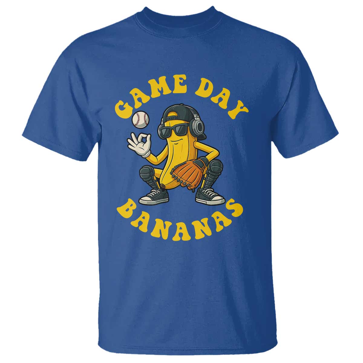 Cute Bananas Graphic T Shirt Game Day Cool Catcher Baseball Lover TS02 Royal Blue Print Your Wear