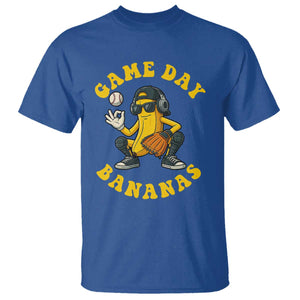 Cute Bananas Graphic T Shirt Game Day Cool Catcher Baseball Lover TS02 Royal Blue Print Your Wear