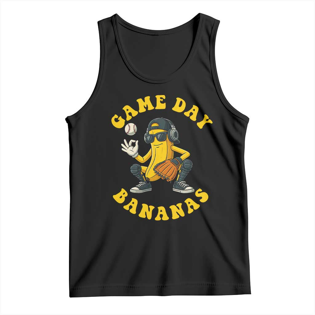 Cute Bananas Graphic Tank Top Game Day Cool Catcher Baseball Lover TS02 Black Print Your Wear