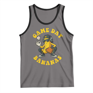 Cute Bananas Graphic Tank Top Game Day Cool Catcher Baseball Lover TS02 Deep Heather Black Print Your Wear