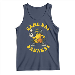 Cute Bananas Graphic Tank Top Game Day Cool Catcher Baseball Lover TS02 Navy Print Your Wear