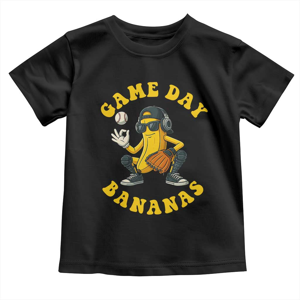 Cute Bananas Graphic Toddler T Shirt Game Day Cool Catcher Baseball Lover TS02 Black Print Your Wear