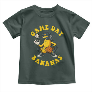 Cute Bananas Graphic Toddler T Shirt Game Day Cool Catcher Baseball Lover TS02 Dark Forest Green Print Your Wear